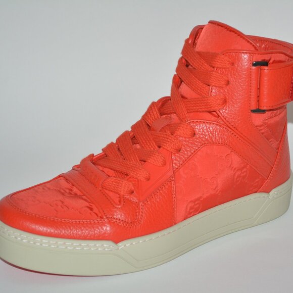 NIB GUCCI GG GUCCISSIMA MENS HITOP NYLON LEATHER SNEAKERS main image 4